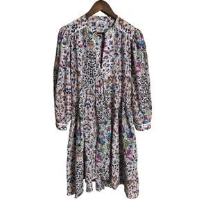 Maria Cher Floral Patchwork Cotton Voile Tie Back Empire Waist Dress Womans S